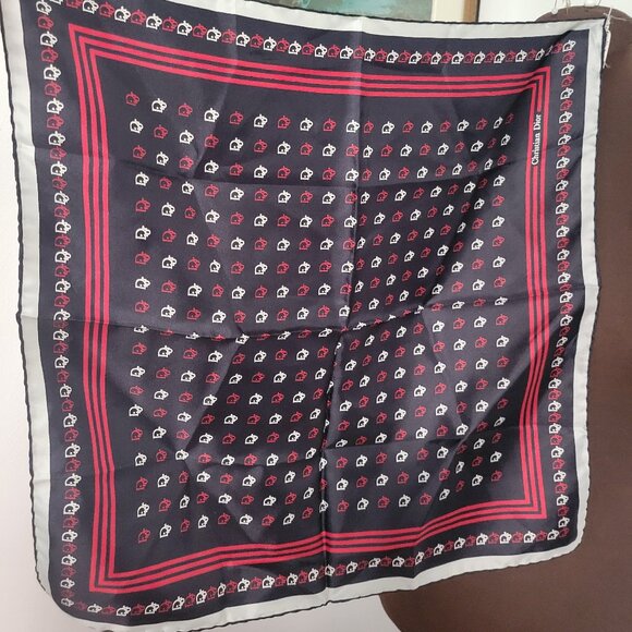 Vintage Authentic Christian Dior Monogramed Scarf Silk - Picture 1 of 4